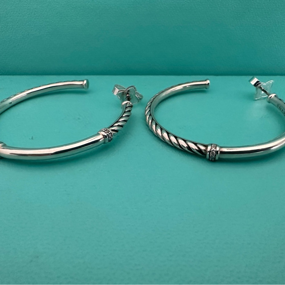 David Yurman Silver Hoop Earrings - Picture 6 of 14